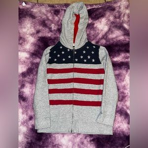 Boys Full Zip Hoodie American Flag Jacket OshKosh B’gosh Size 14